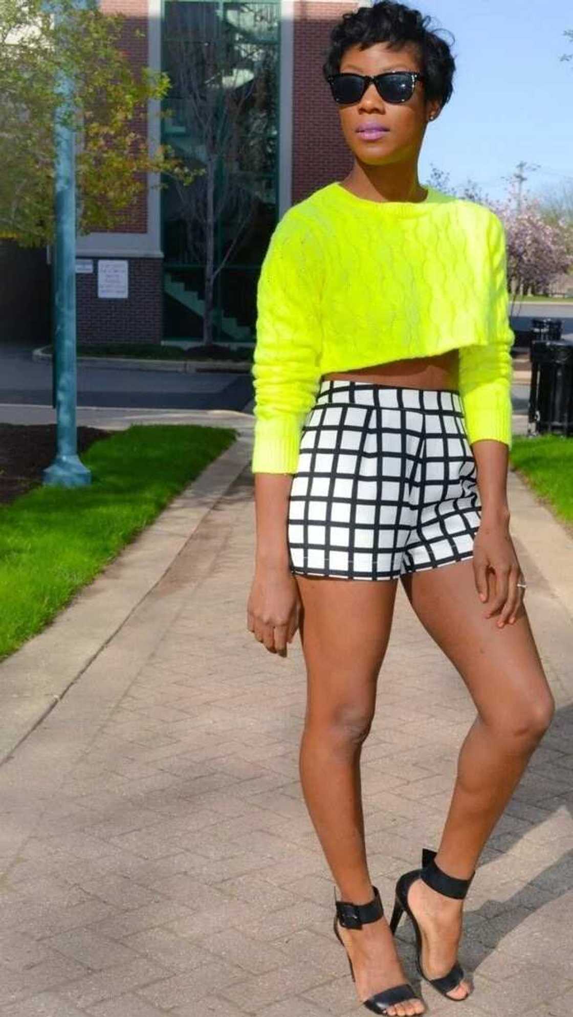 Bum shorts and knitted crop top Bum shorts and knitted crop top