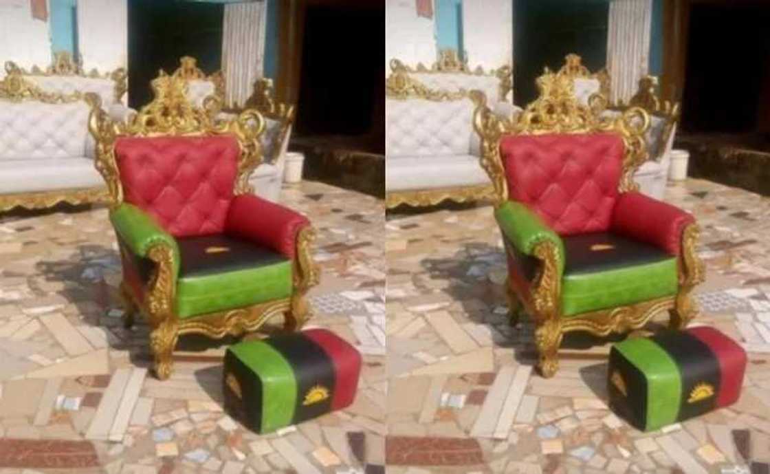 The seat is to be presented to Nnamdi Kanu later. Photo credit: Biafra Voice The seat is to be presented to Nnamdi Kanu later. Photo credit: Biafra Voice