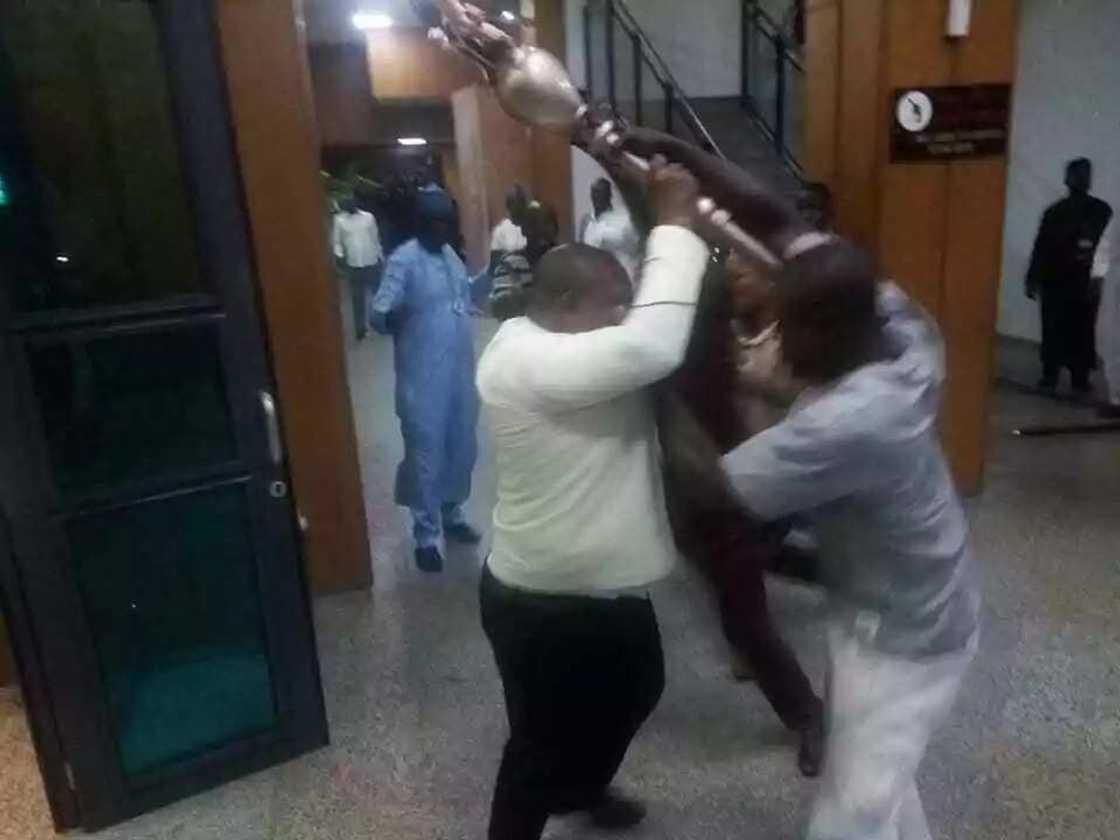 Breaking: Protesters storm Nigerian Senate, steal maze Breaking: Protesters storm Nigerian Senate, steal maze