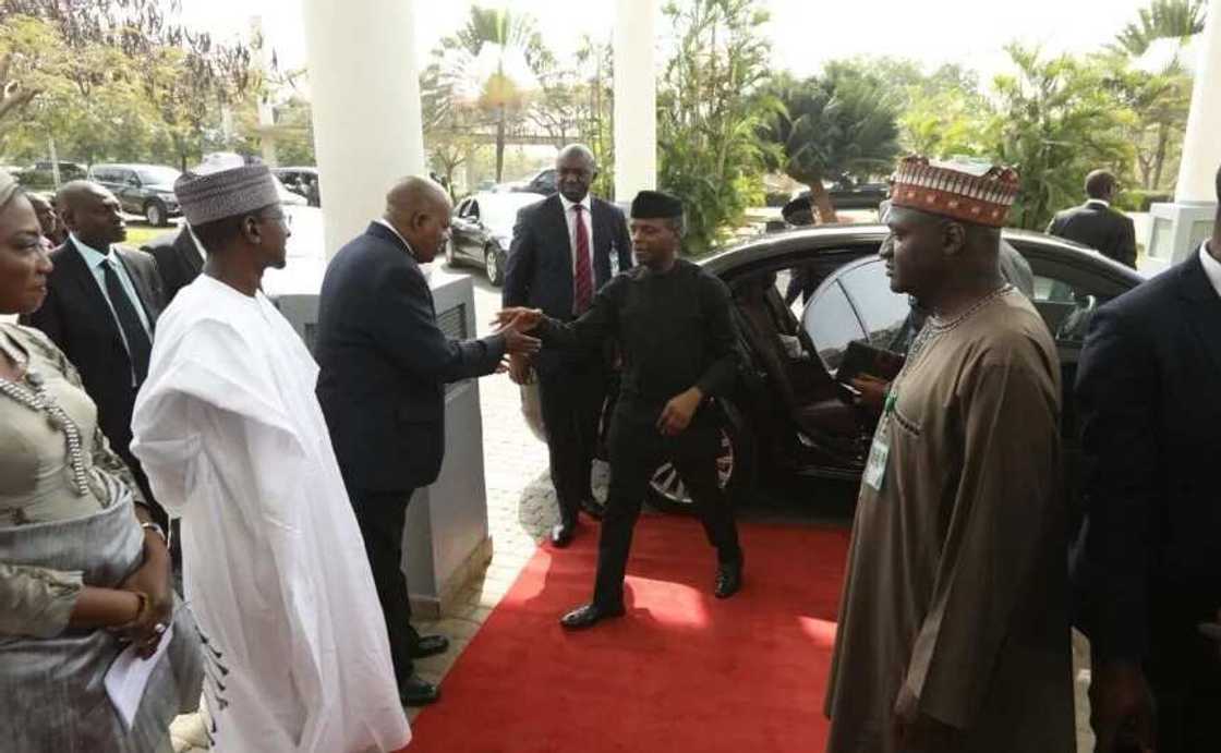 See how Osinbajo, Obasanjo arrived the Murtala Muhammed memorial lecture (Photos)