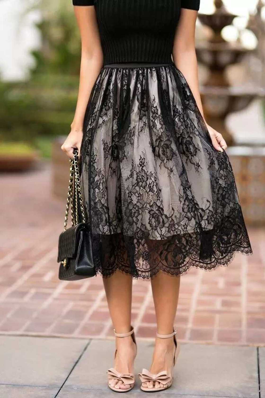 French lace flared skirt French lace flared skirt