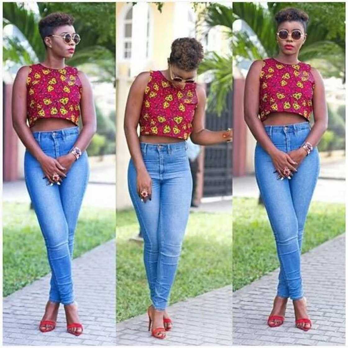 Ankara crop top and skinny Ankara crop top and skinny