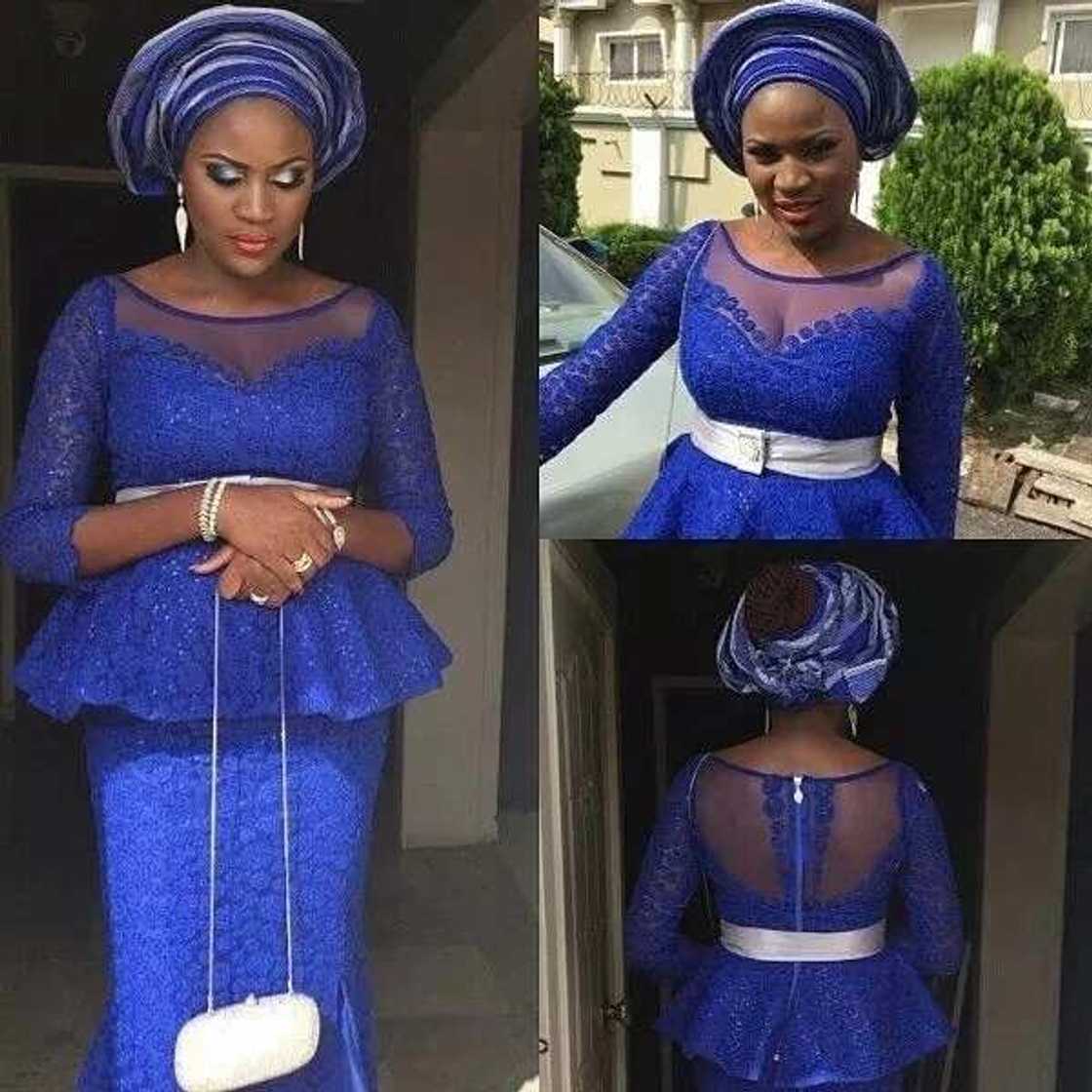 Nigerian beaded lace blouse style with chiffon Nigerian beaded lace blouse style with chiffon
