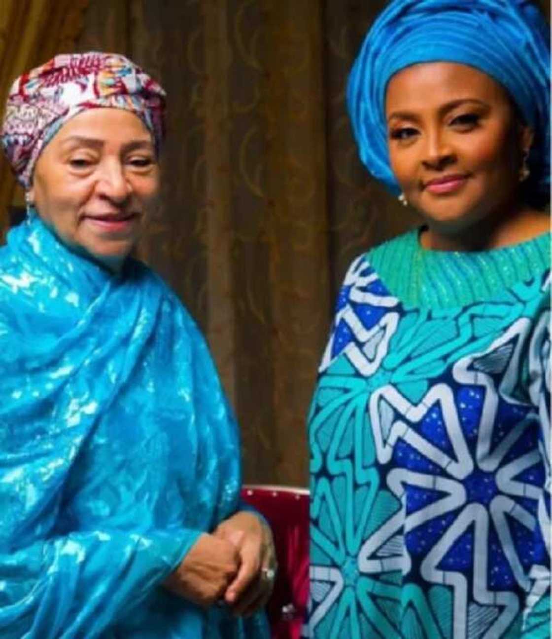 Wife of ex-Nigerian military leader, Sani Abacha, looks stunning in new photos with her Gumsu