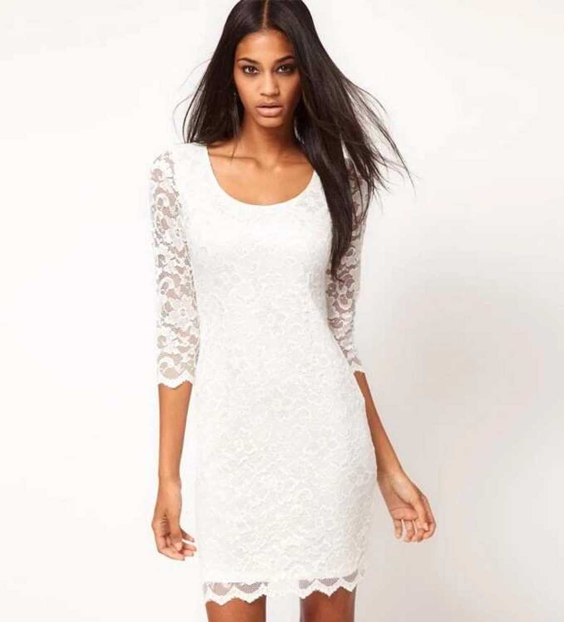 White short French lace dress White short French lace dress