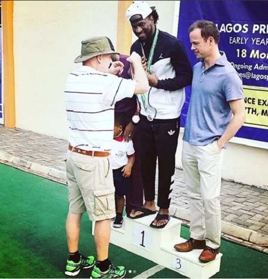 Rudeboy Psquare and son, Andre wins big At Andre's inter-house sports. Rudeboy Psquare and son, Andre wins big At Andre's inter-house sports.