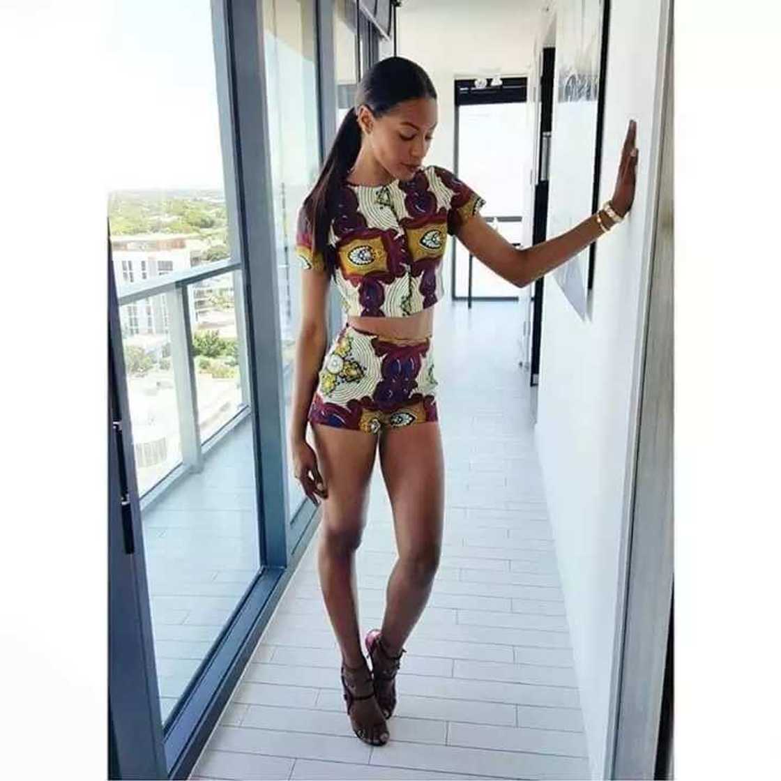 Multi-colored bum shorts and crop top Multi-colored bum shorts and crop top