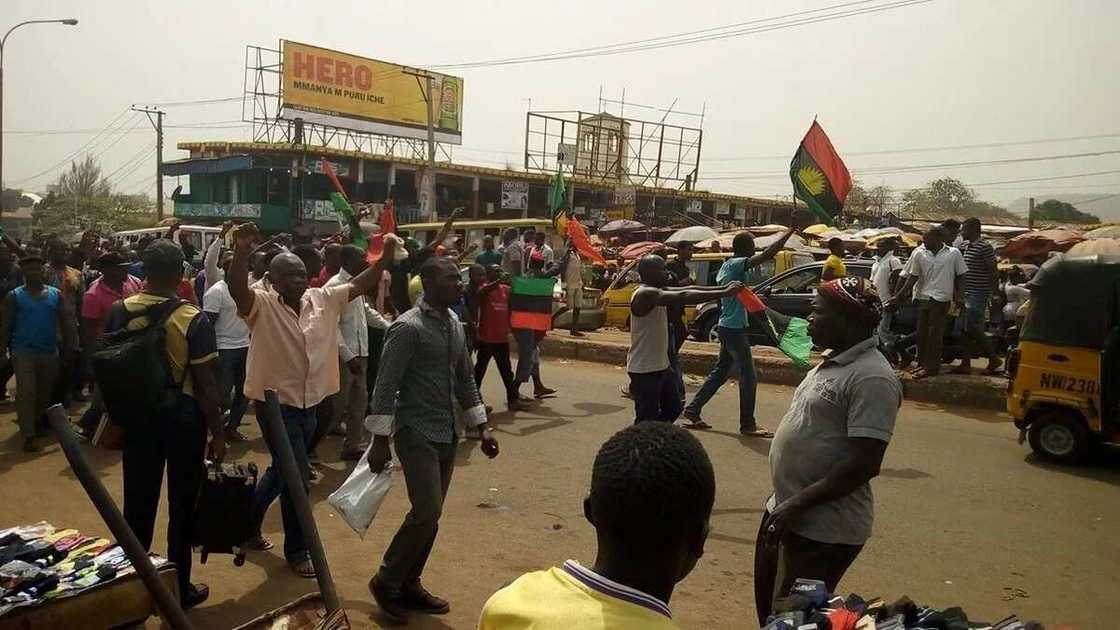 JUST IN: Massive Biafra protest hits Enugu over President Buhari’s visit (photos) JUST IN: Massive Biafra protest hits Enugu over President Buhari’s visit (photos)