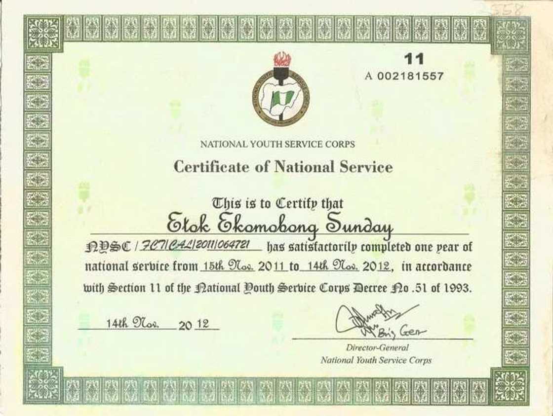 Nysc Certificate Sample