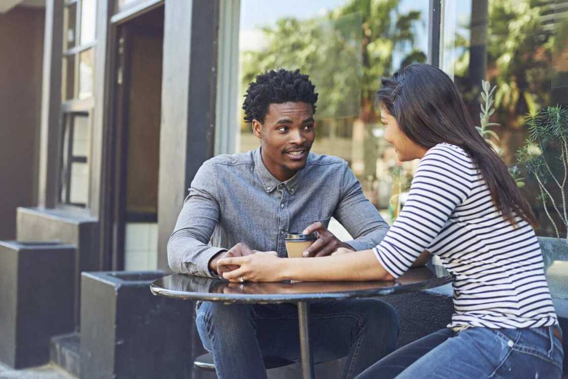A couple on a first date A couple on a first date