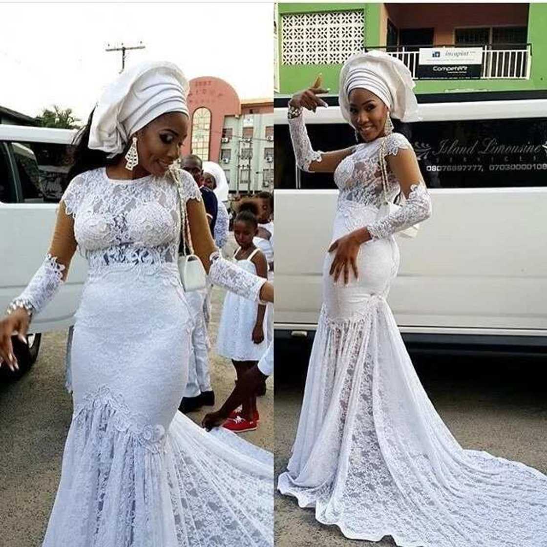 Nigerian French lace wedding dress Nigerian French lace wedding dress