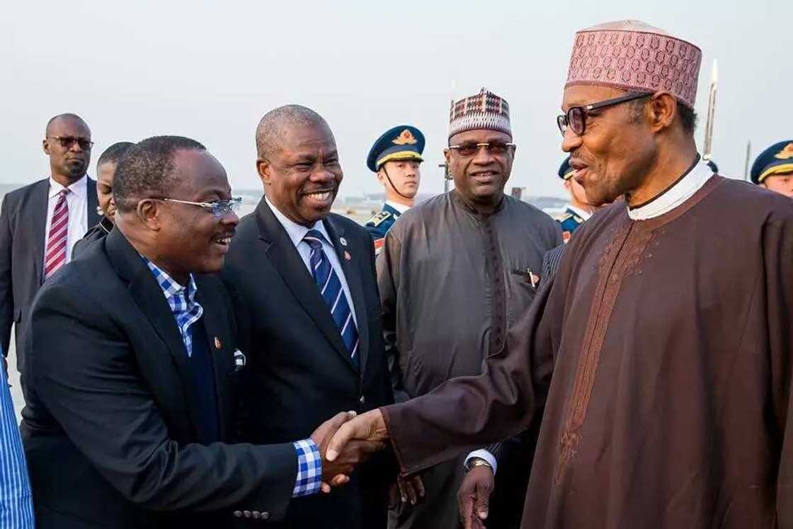 President Muhammadu Buhari arrives China President Muhammadu Buhari arrives China