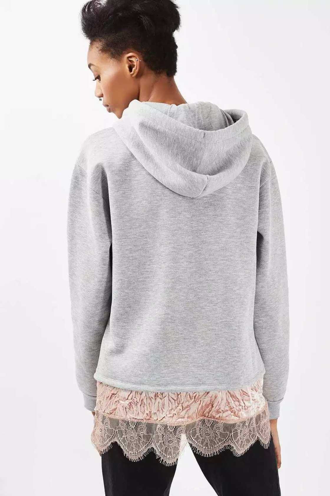Sweater with French lace trim Sweater with French lace trim