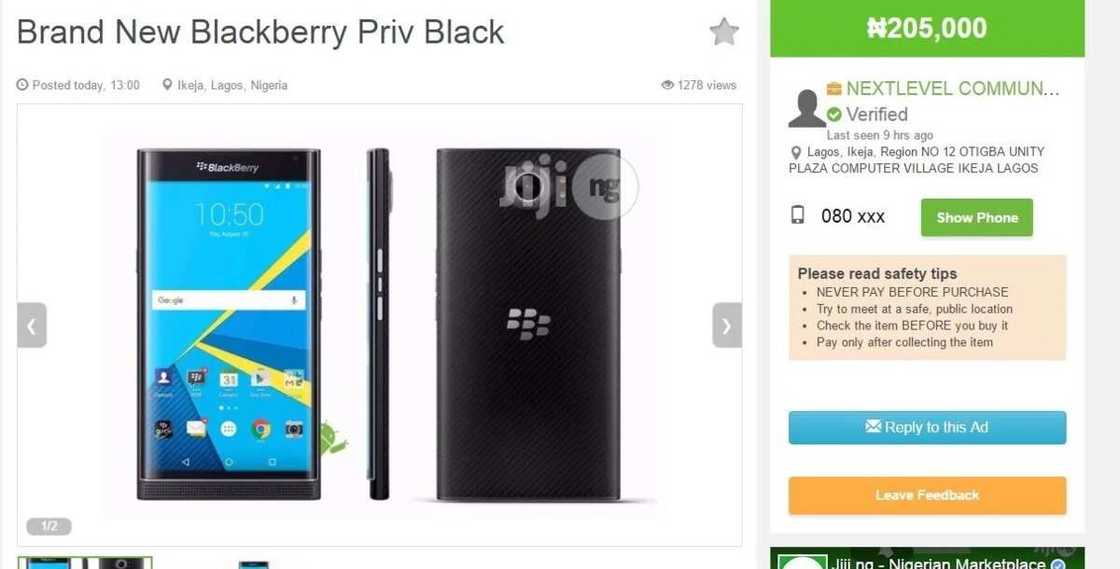 BlackBerry PRIV price in Nigeria