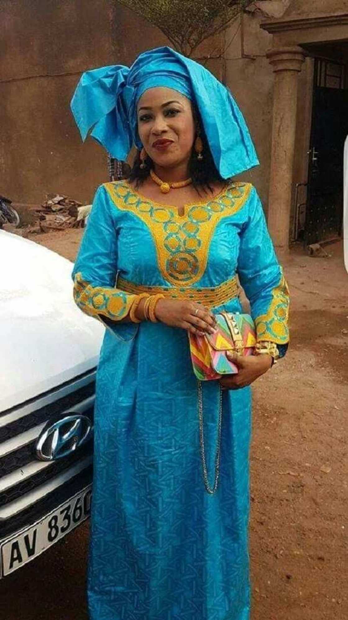 Yellow and blue Aso Ebi