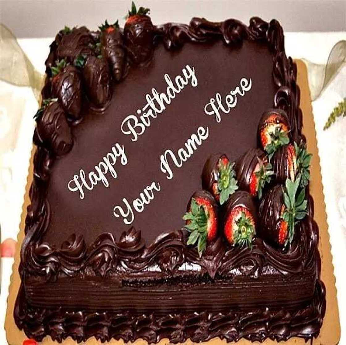 Beautiful chocolate birthday cake with name on it Beautiful chocolate birthday cake with name on it