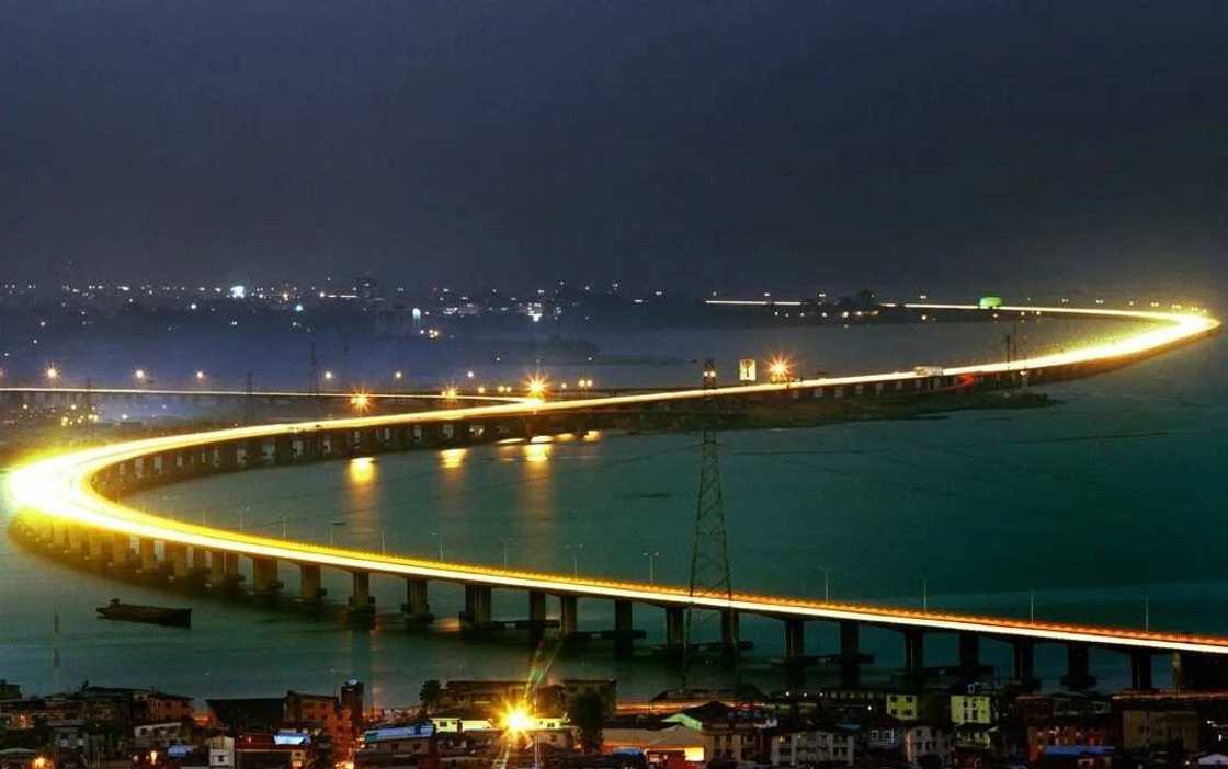 The longest bridge in West Africa at night The longest bridge in West Africa at night