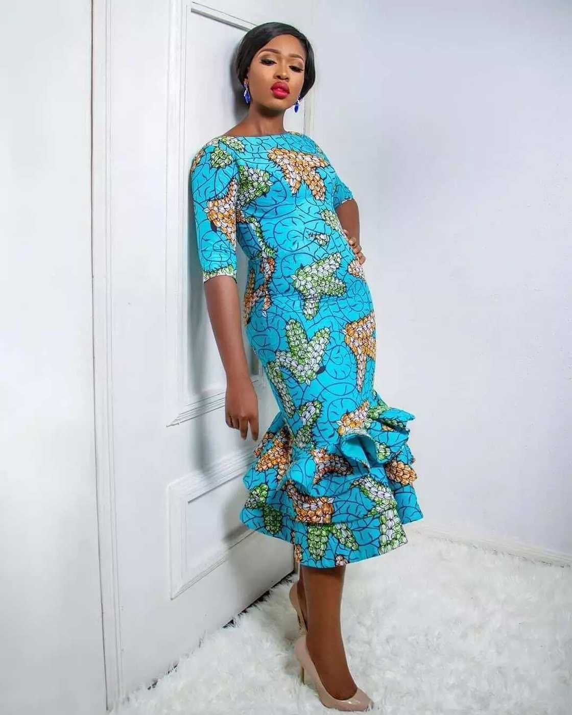 Ankara dress with floral ornament Ankara dress with floral ornament