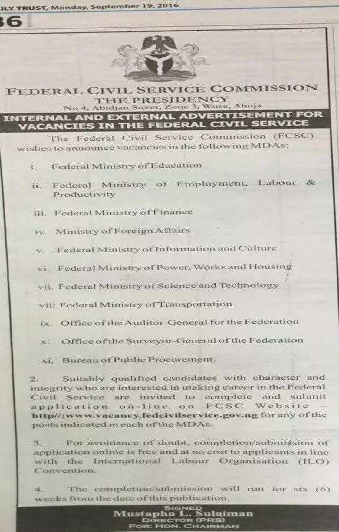 Massive recruitment hits Federal Civil Service Massive recruitment hits Federal Civil Service