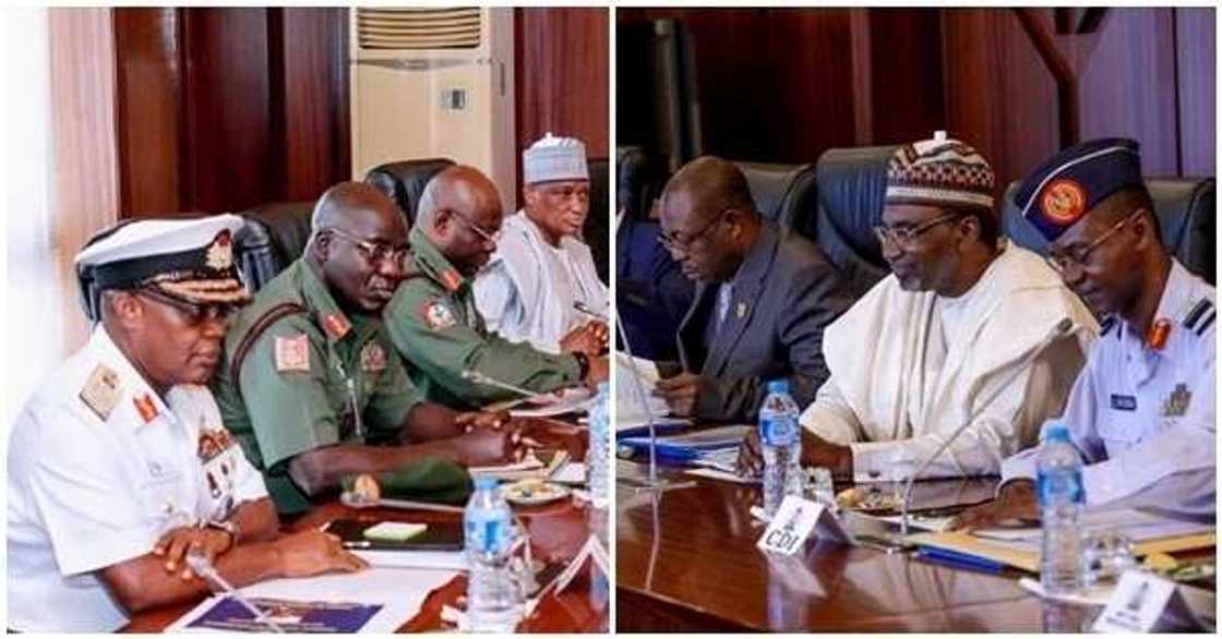 Shugaba Buhari ya bukaci shuwagabannin hukumomin tsaro na kasar nan su kara zage damtse Shugaba Buhari ya bukaci shuwagabannin hukumomin tsaro na kasar nan su kara zage damtse