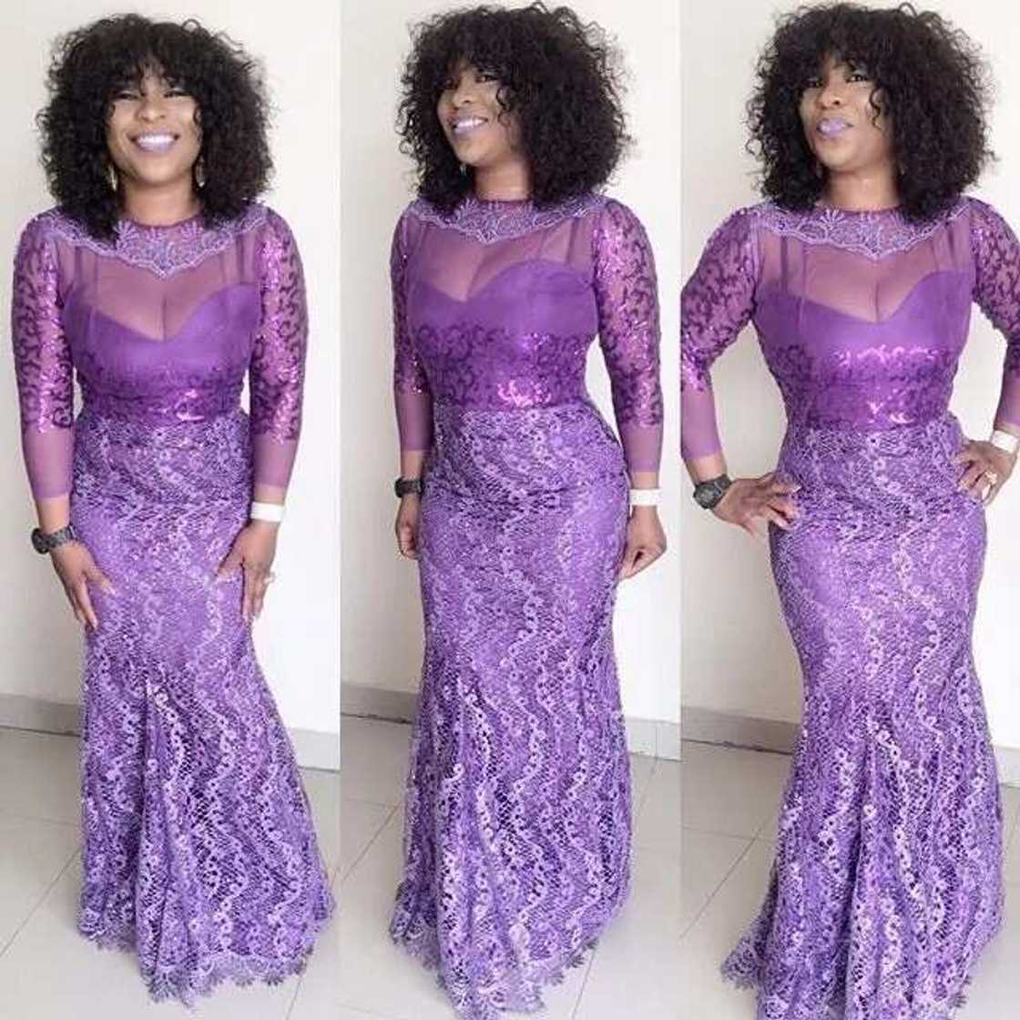 Nigerian festive style with various types of lace Nigerian festive style with various types of lace