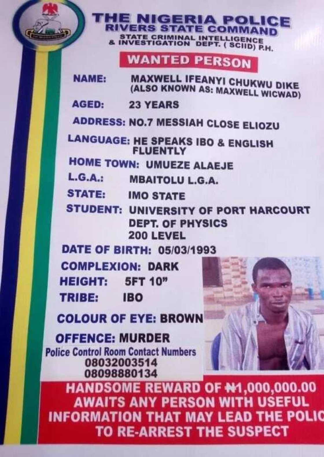 Police re-arrest 23-year-old UNIPORT student who escaped from detention in Rivers Police re-arrest 23-year-old UNIPORT student who escaped from detention in Rivers