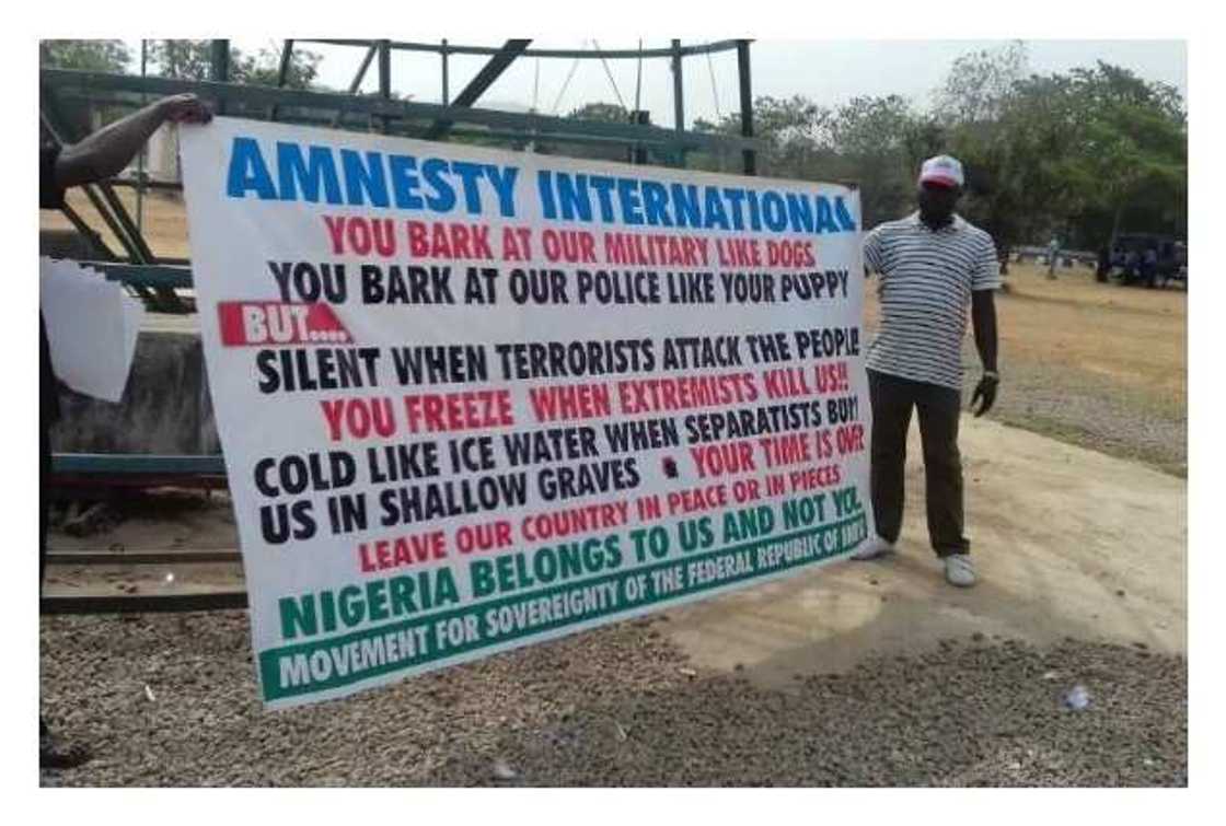 Boko Haram: Protesters threaten to shut down Nigeria if Amnesty International does not vacate within 24hrs Boko Haram: Protesters threaten to shut down Nigeria if Amnesty International does not vacate within 24hrs