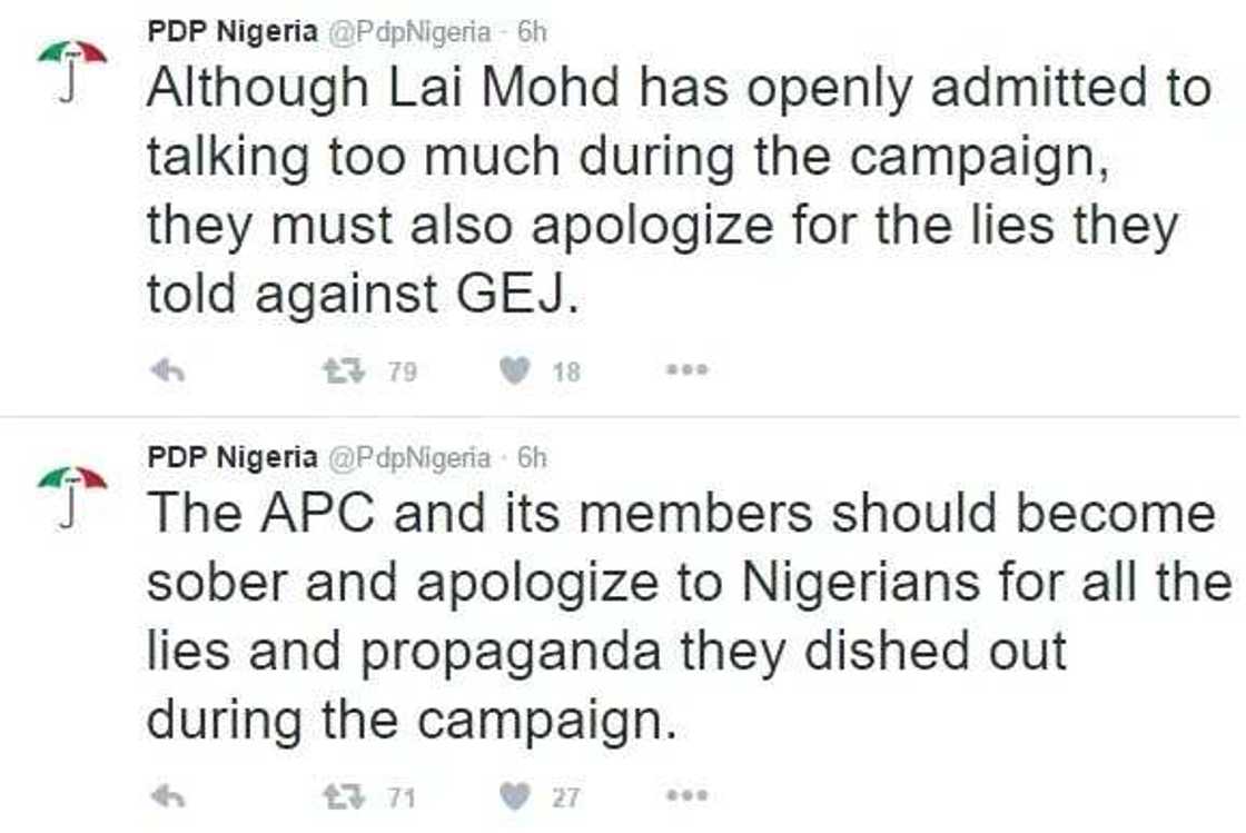 PDP lashes out at APC on Twitter PDP lashes out at APC on Twitter