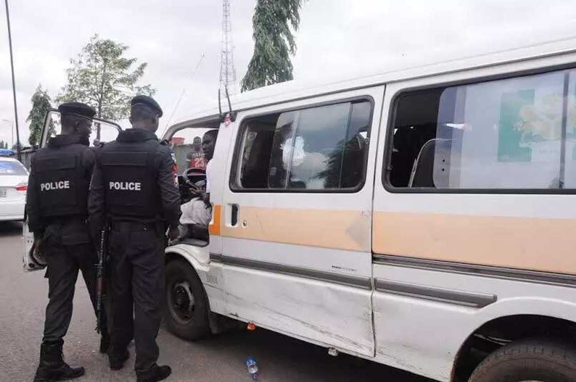 Police maintains law and order at Ojota pedestrian bridge