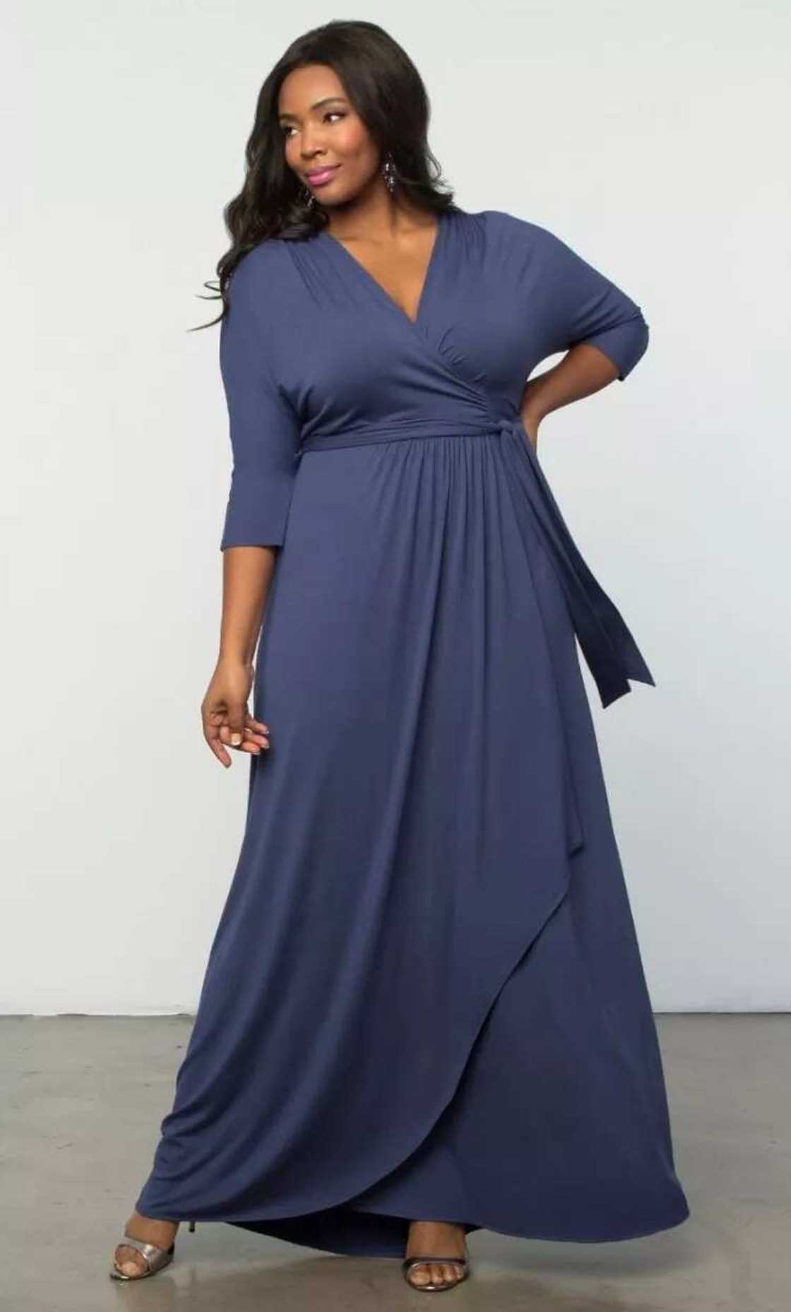 Long wrapper dress for plus size ladies