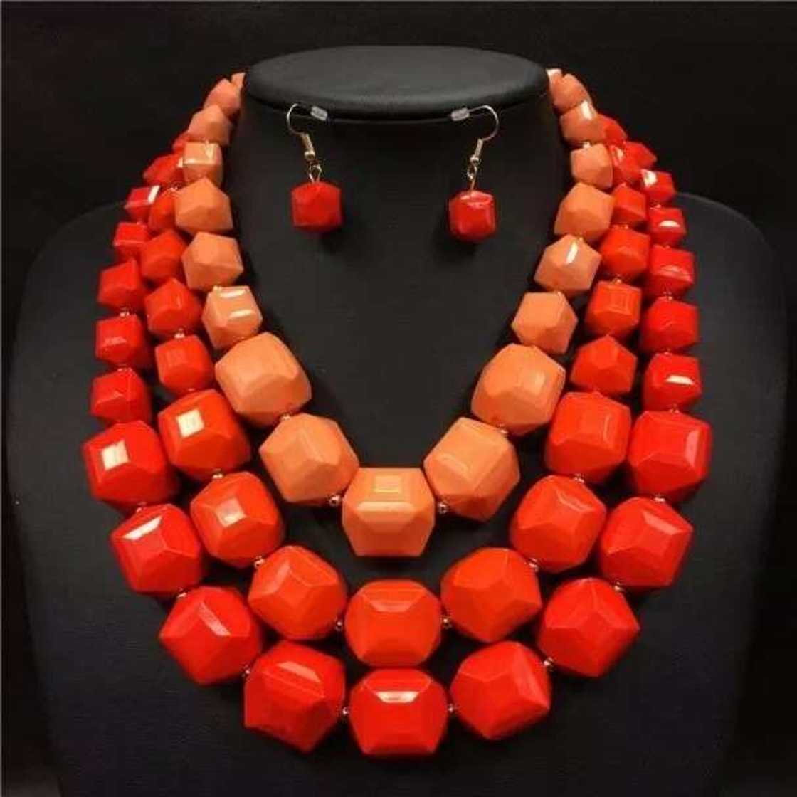 Bead designs for traditional wedding in Nigeria coral red