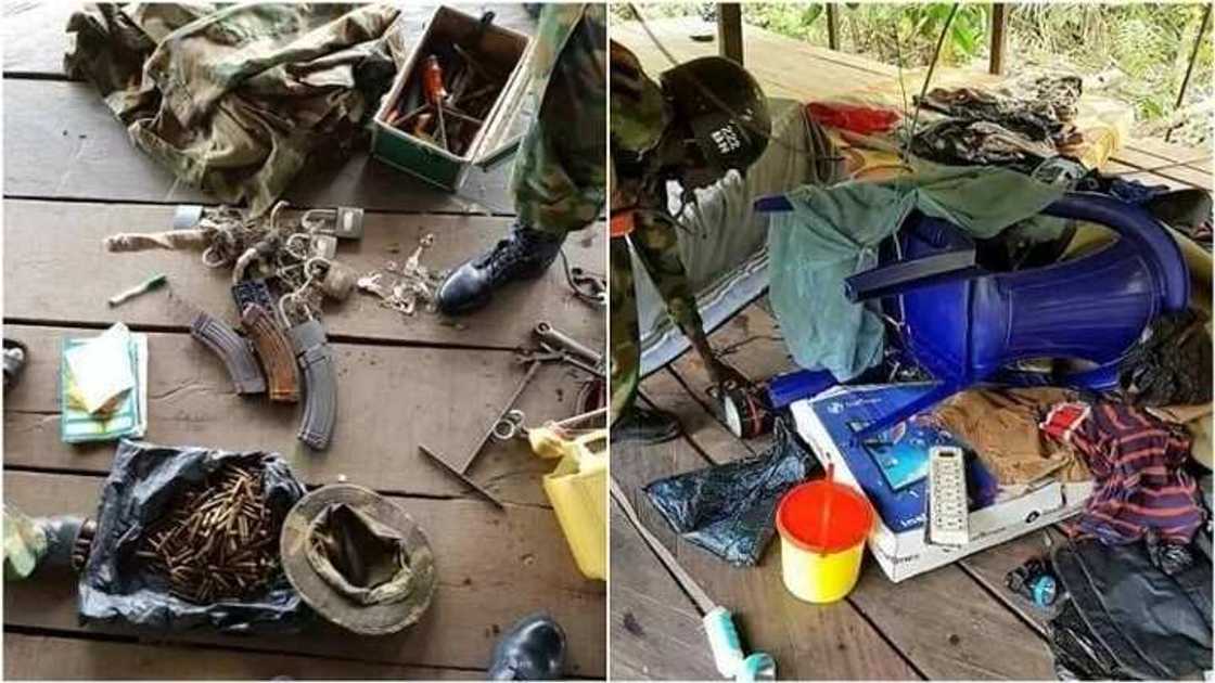 Sojojin Najeriya sun yi artabu da tsagerun Neja Delta, sun ƙwata Makamai (Hotuna) Sojojin Najeriya sun yi artabu da tsagerun Neja Delta, sun ƙwata Makamai (Hotuna)