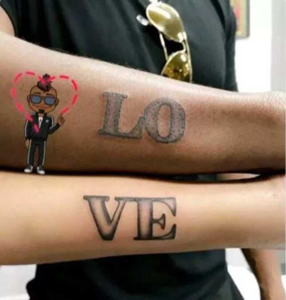 Tattoo on Juliet Ibrahim and Iceberg Slim arms Tattoo on Juliet Ibrahim and Iceberg Slim arms