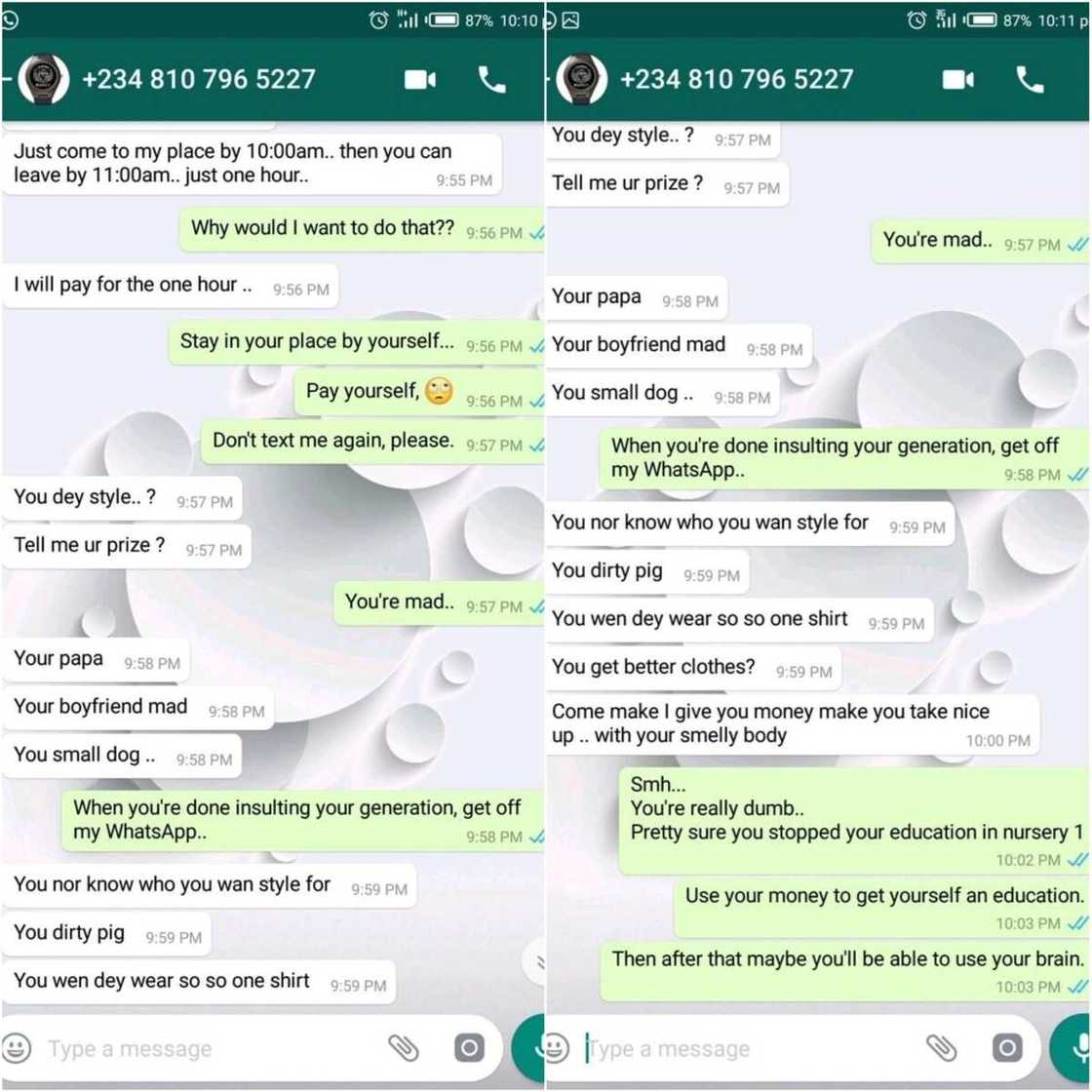 Nigerian lady shares chat Nigerian lady shares chat
