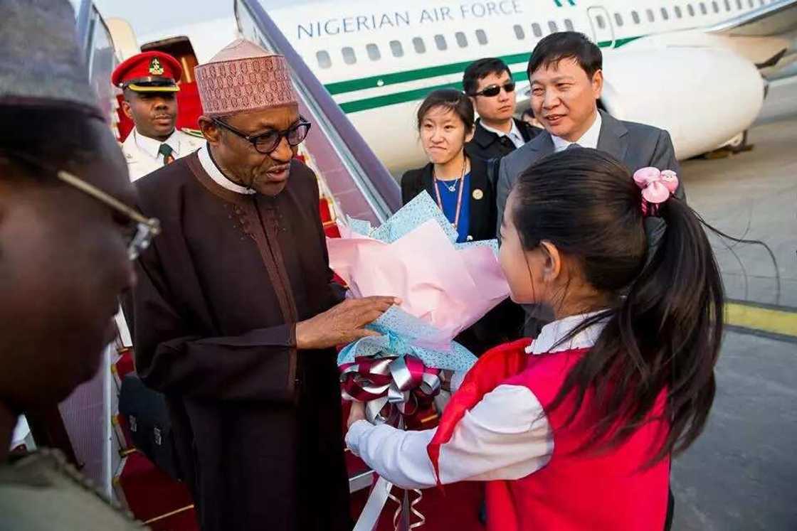 President Muhammadu Buhari arrives China President Muhammadu Buhari arrives China