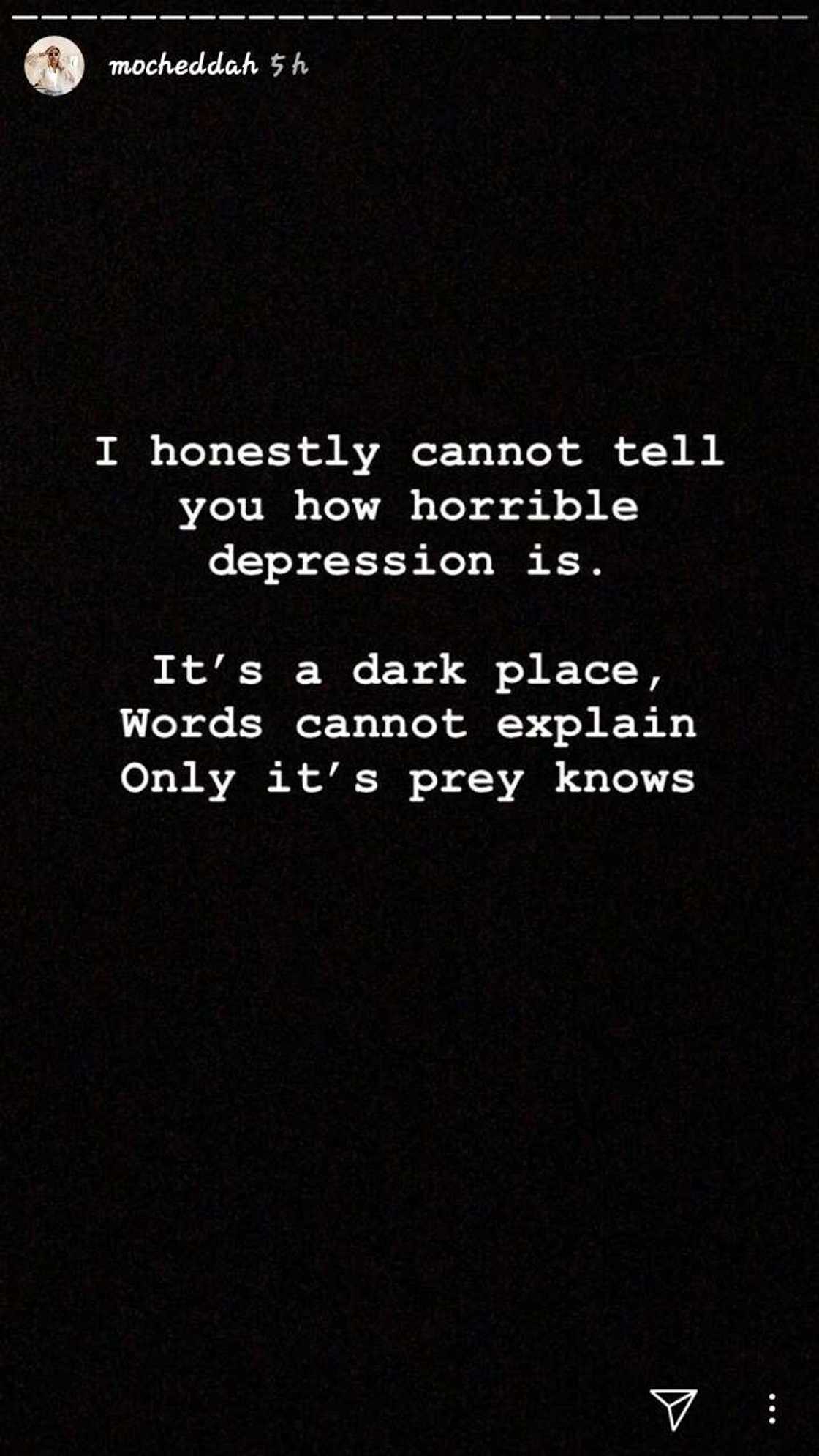 Mocheddah shares piece on how to cope with mechanism, reveals how she suffered depression for over 4 years