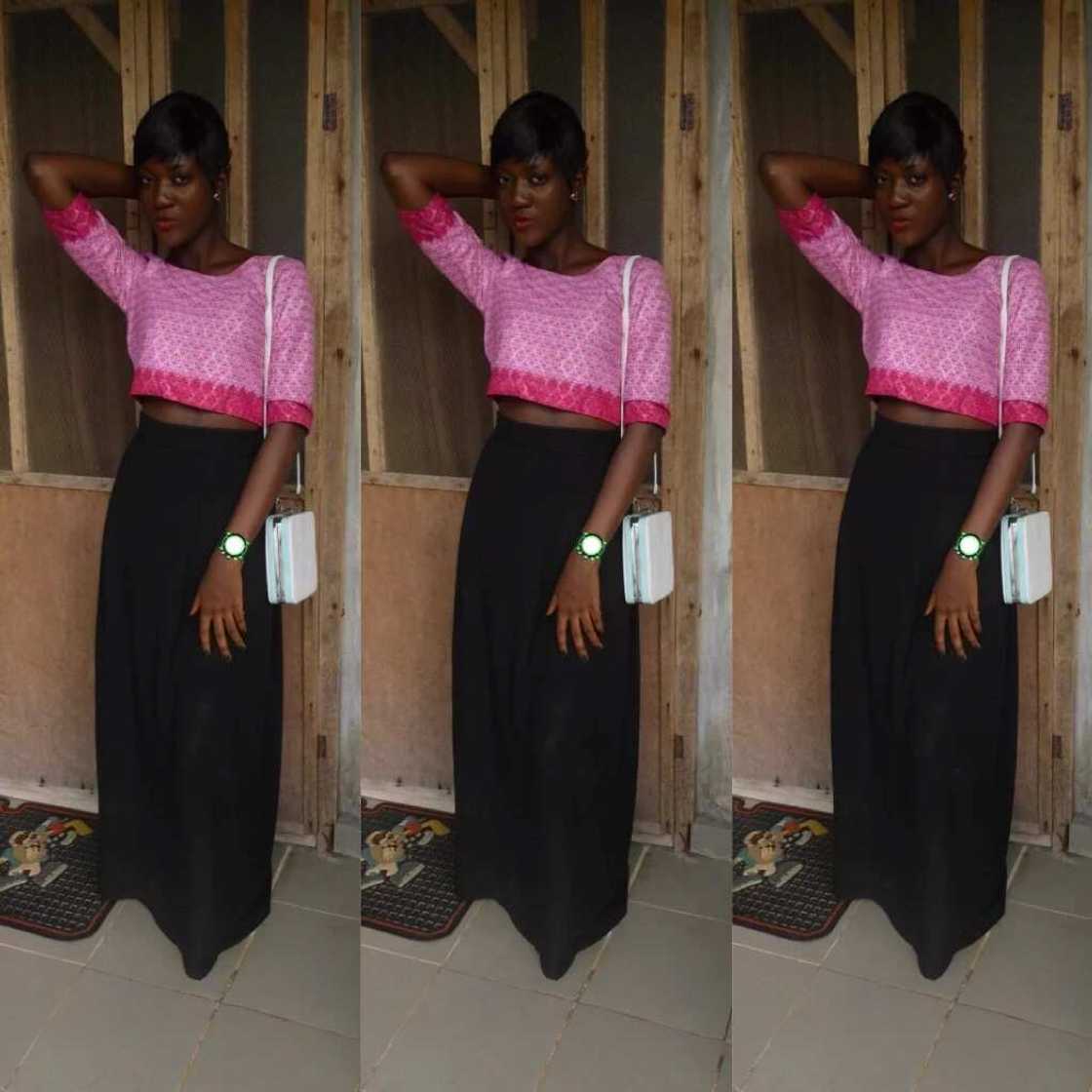 Ankara crop top with a long black skirt Ankara crop top with a long black skirt