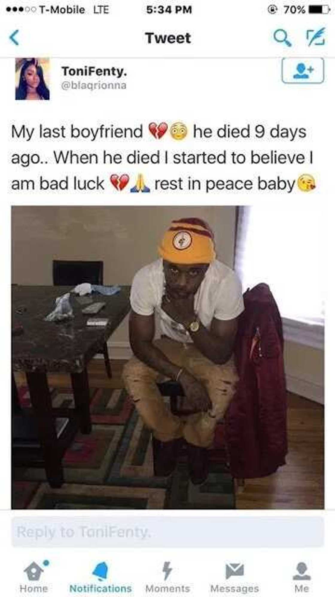 Lady whose boyfriends die after breaking up with her Lady whose boyfriends die after breaking up with her