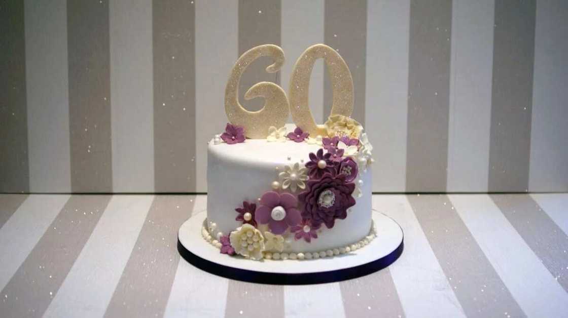 Diamond wedding anniversary cake with flowers Diamond wedding anniversary cake with flowers