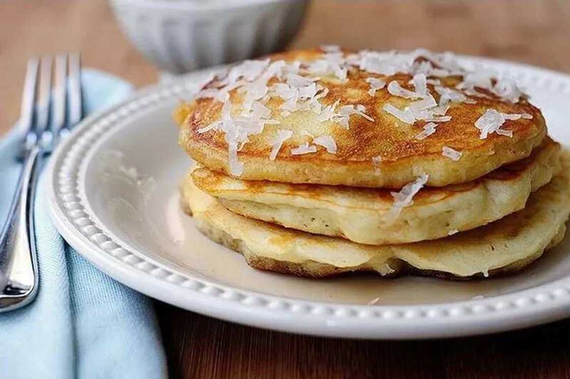 Pancakes with coconut taste recipe - top 10 Nigerian snacks and how to make them Pancakes with coconut taste recipe - top 10 Nigerian snacks and how to make them