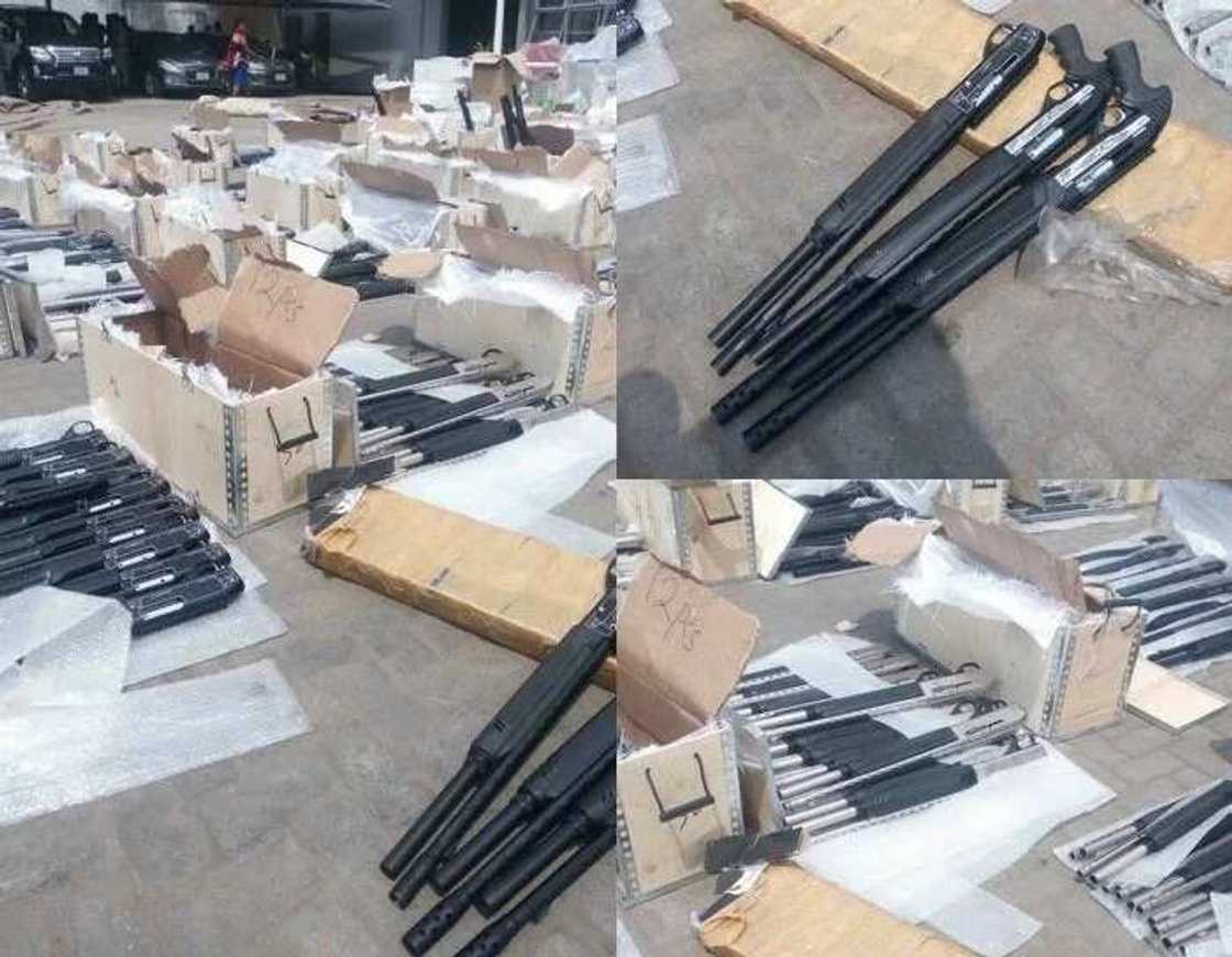 Some of the guns seized from the consignment. Some of the guns seized from the consignment.