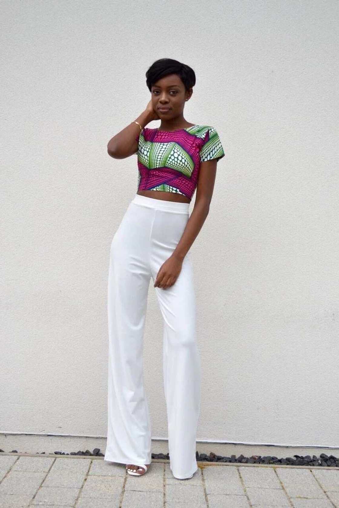 Ankara tight crop top and wide trousers Ankara tight crop top and wide trousers