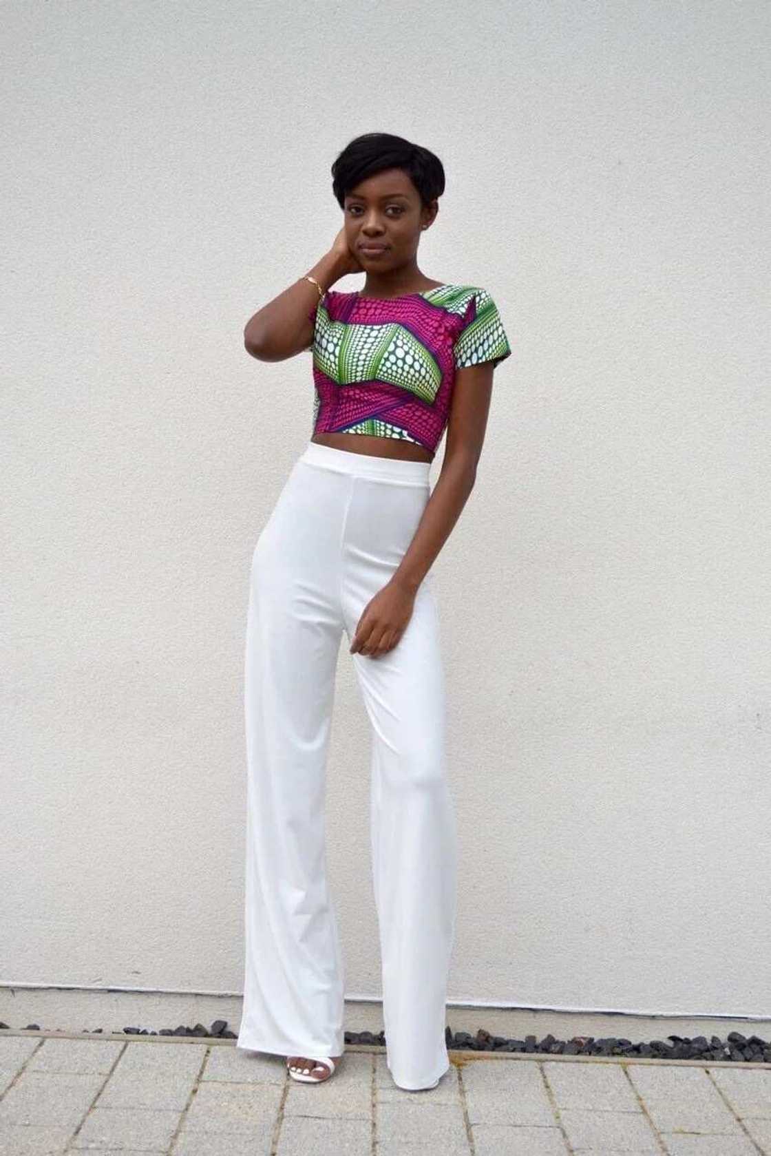 Ankara tight crop top and wide trousers