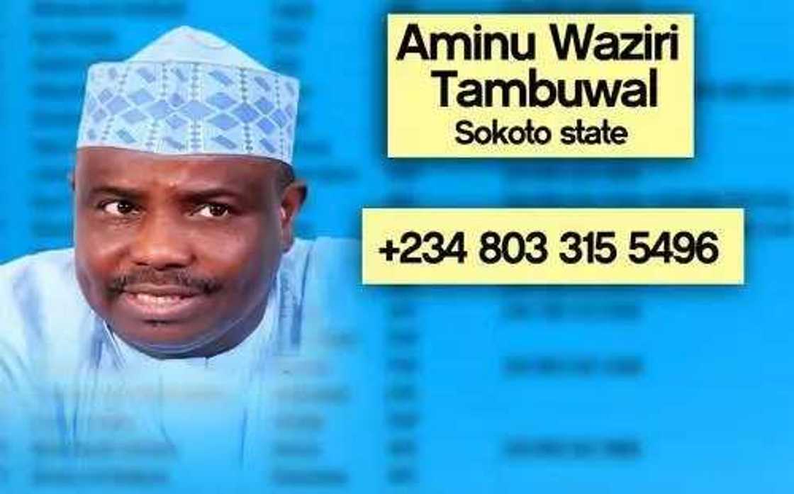 Phone numbers of serving governors in Nigeria published