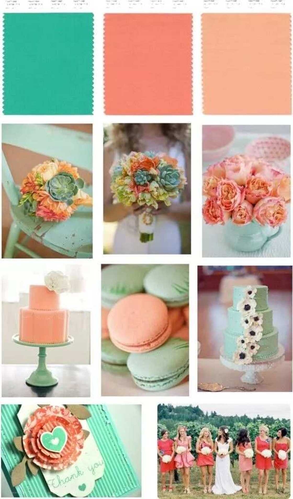 Sea green and peach weddings