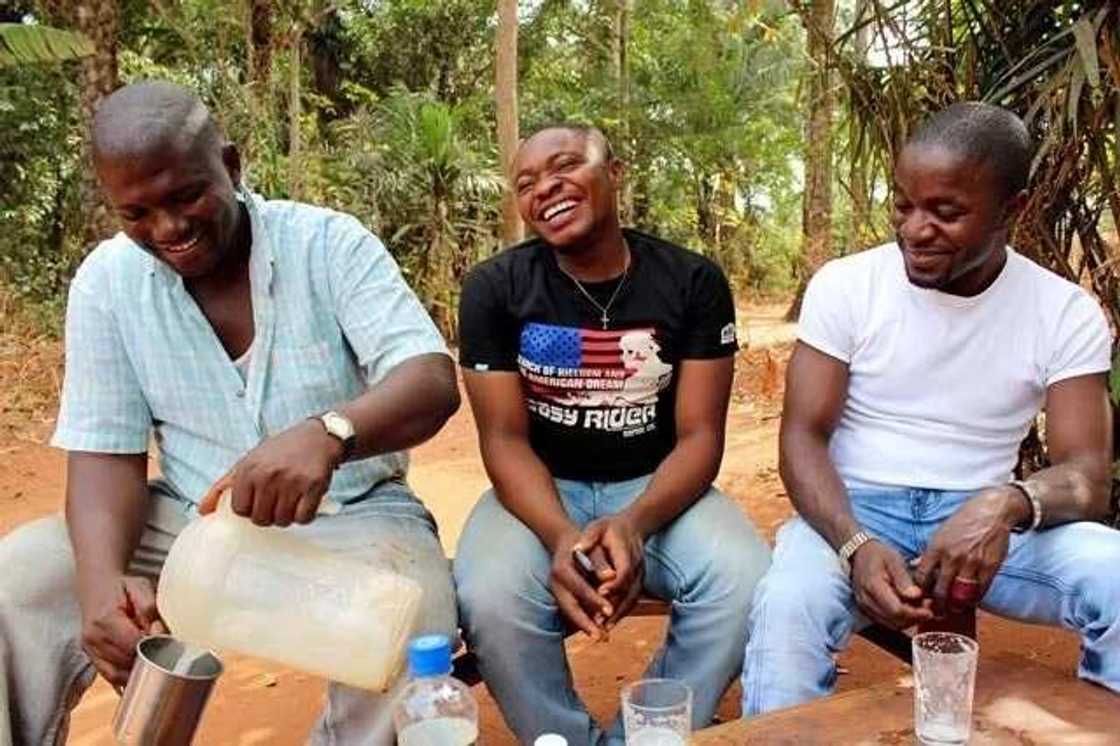 Men drinking palm wine