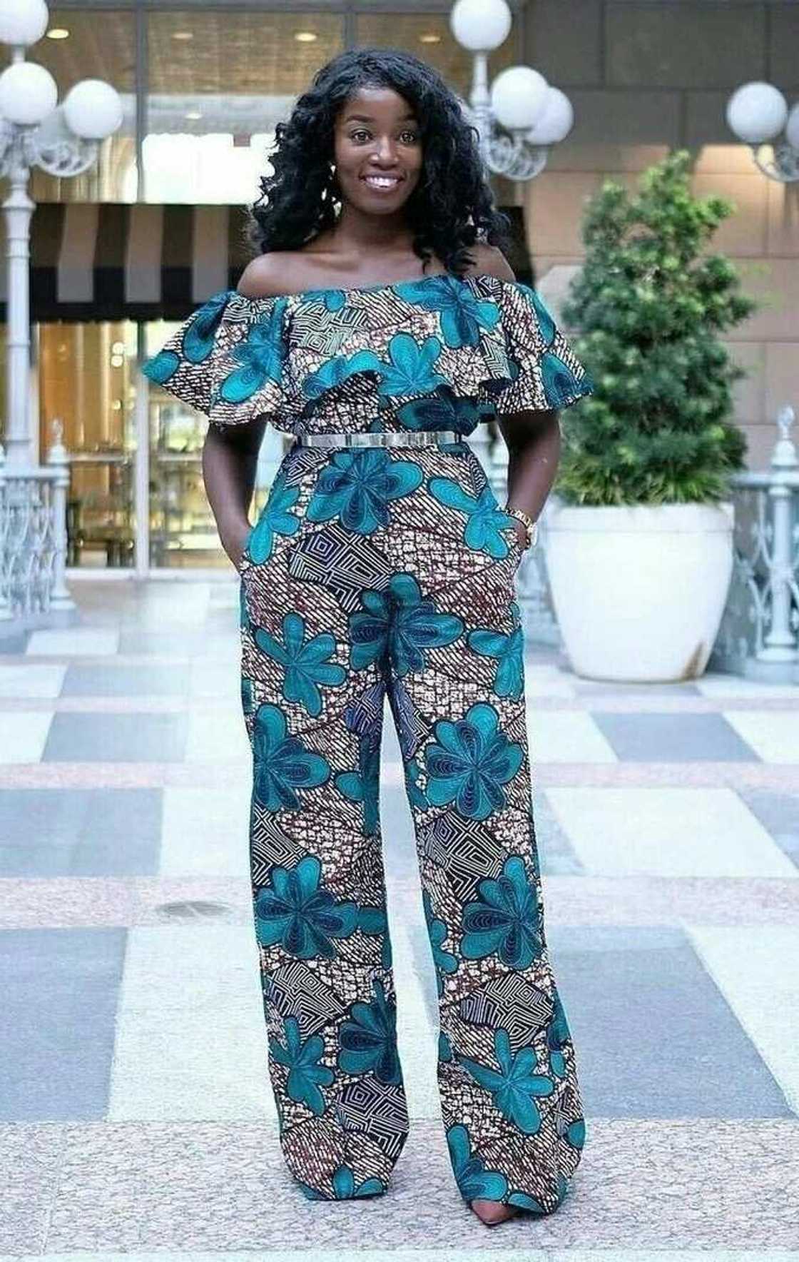 Ankara jumpsuit with open shoulders and wide trousers Ankara jumpsuit with open shoulders and wide trousers