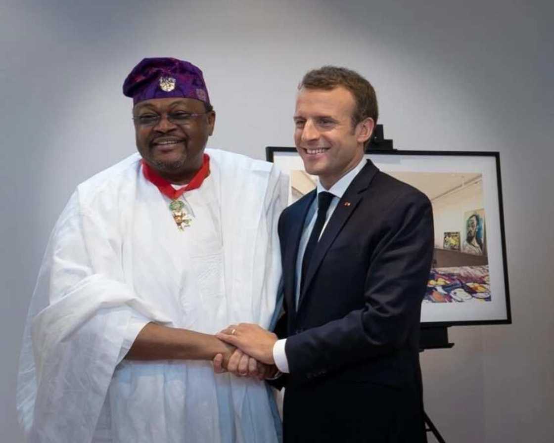 Mike Adenuga with Emmanuel Macron, the President of France Mike Adenuga with Emmanuel Macron, the President of France