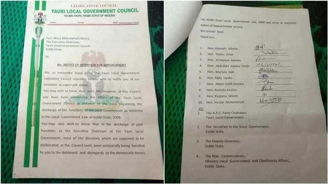 Kansiloli guda 10 sun lashi takobin tsige shugaban karamar hukuma akan laifuka 8 Kansiloli guda 10 sun lashi takobin tsige shugaban karamar hukuma akan laifuka 8