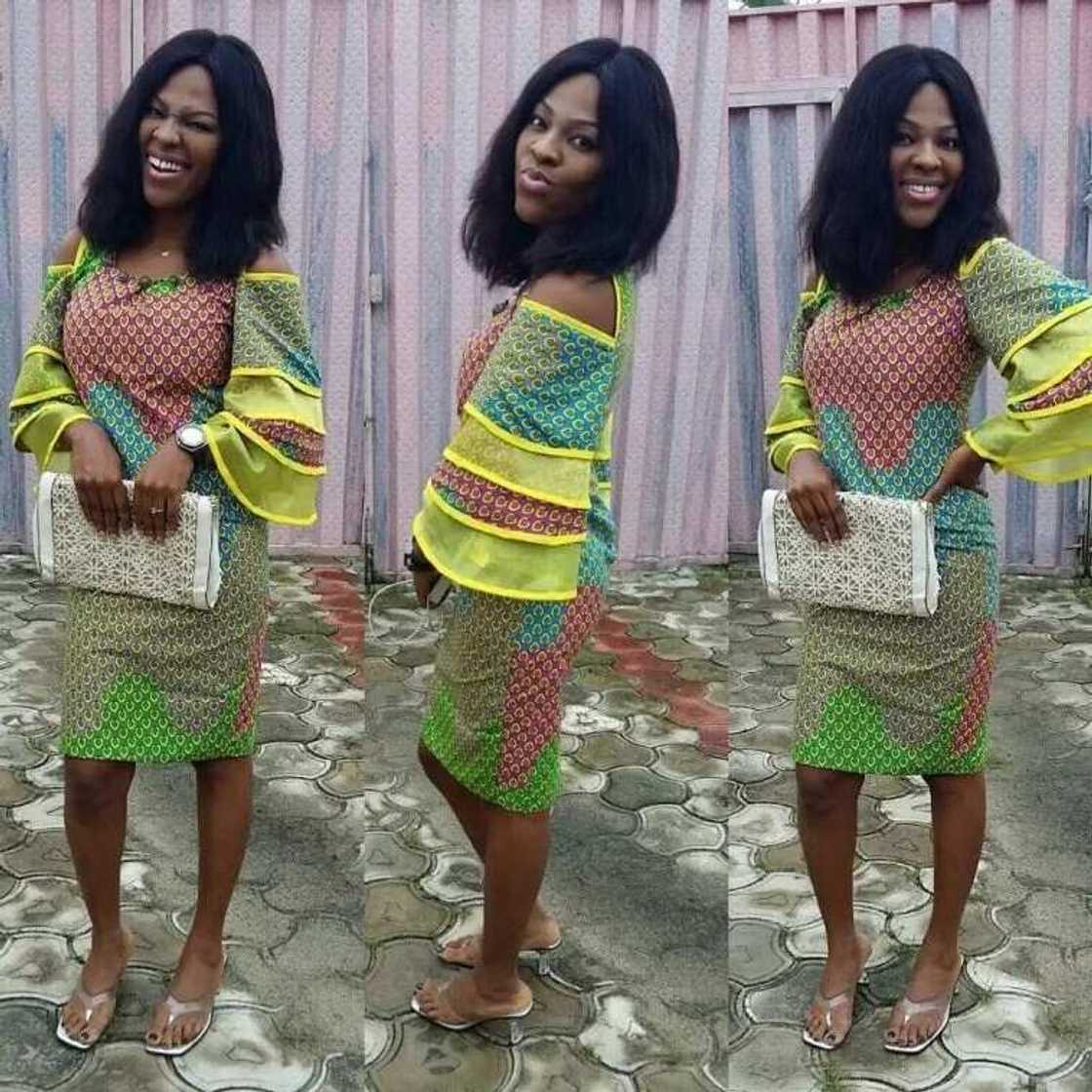 Ankara short pencil gown with decor